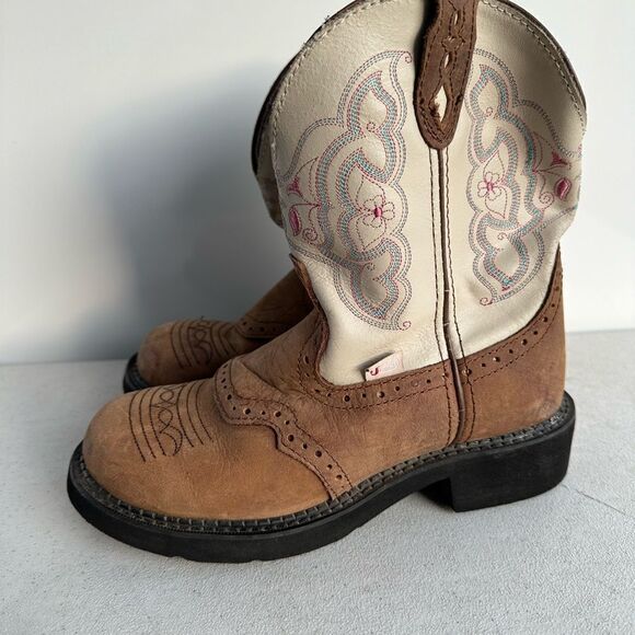 Justin Gypsy  7,5 B Barnwood Brown Cowhide Round Toe Western Boots L9924 - Picture 3 of 7